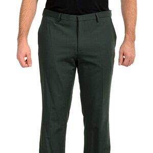 Hugo Boss Men's "Hesten232X" Extra Slim Fit Green Wool Dress Pants US 38R IT 54